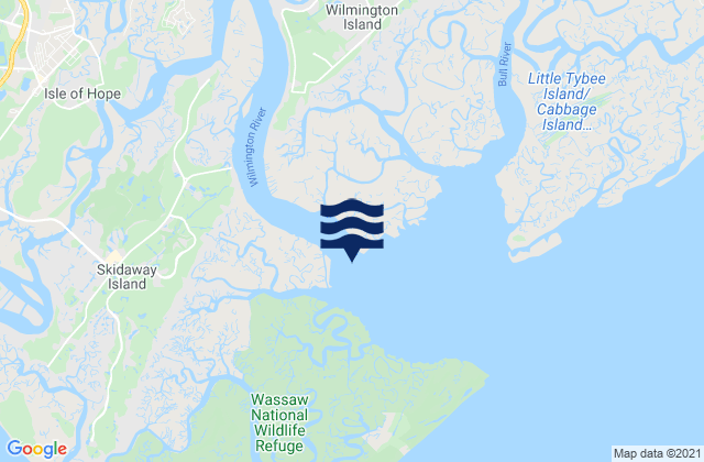 Mappa delle Getijden in Wilmington River ent. off Cabbage Island, United States