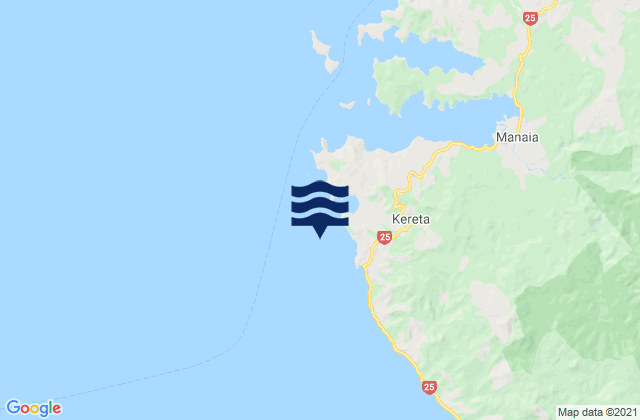 Mappa delle Getijden in Wilson Bay, New Zealand