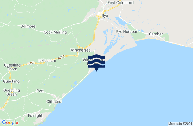 Mappa delle Getijden in Winchelsea Beach, United Kingdom