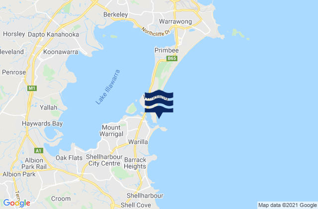 Mappa delle Getijden in Windang Beach, Australia