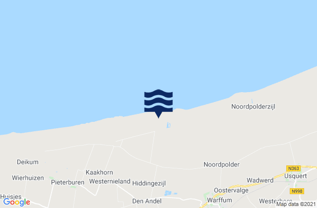 Mappa delle Getijden in Winsum, Netherlands