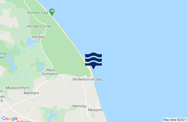 Mappa delle Getijden in Winterton-on-Sea Beach, United Kingdom
