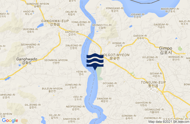 Mappa delle Getijden in Wolgot, South Korea