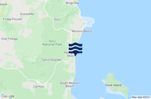 Mappa delle Getijden in Wongaling Beach, Australia