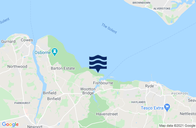 Mappa delle Getijden in Wood Bay Beach, United Kingdom