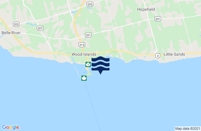 Mappa delle Getijden in Wood Island, Canada