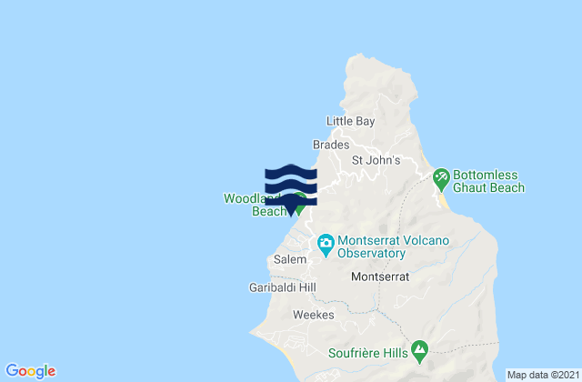 Mappa delle Getijden in Woodlands Beach, Guadeloupe