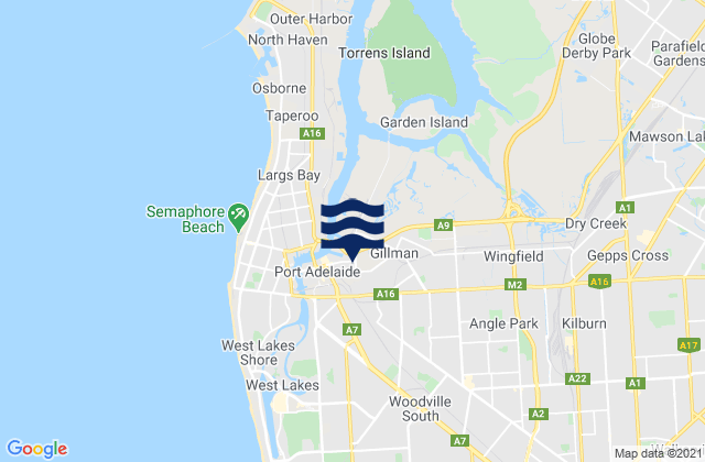 Mappa delle Getijden in Woodville, Australia