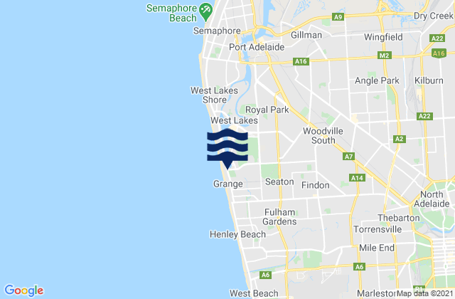 Mappa delle Getijden in Woodville West, Australia