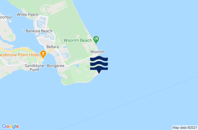 Mappa delle Getijden in Woody Bay, Australia