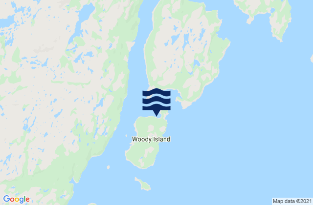 Mappa delle Getijden in Woody Island, Canada