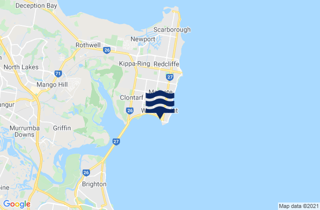 Mappa delle Getijden in Woody Point Beach, Australia