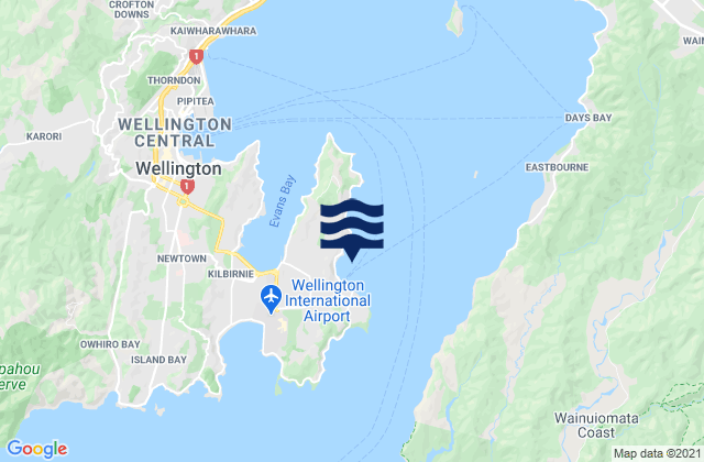 Mappa delle Getijden in Worser Bay, New Zealand