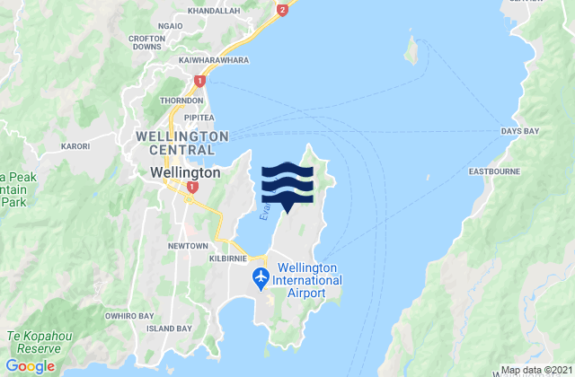 Mappa delle Getijden in Worser Bay, New Zealand