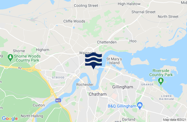 Mappa delle Getijden in Wouldham, United Kingdom