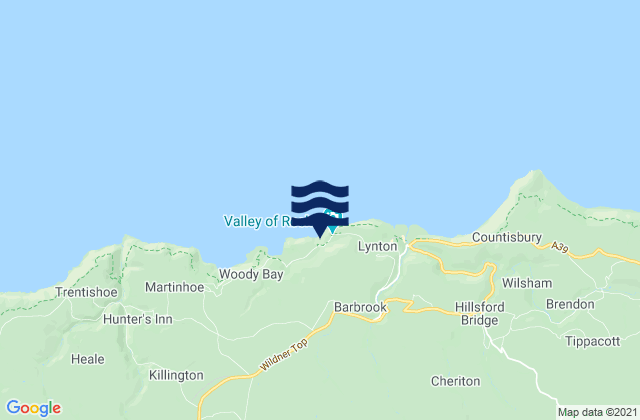 Mappa delle Getijden in Wringcliff Beach, United Kingdom