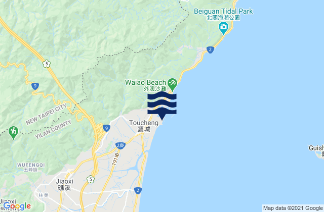 Mappa delle Getijden in Wushi, Taiwan