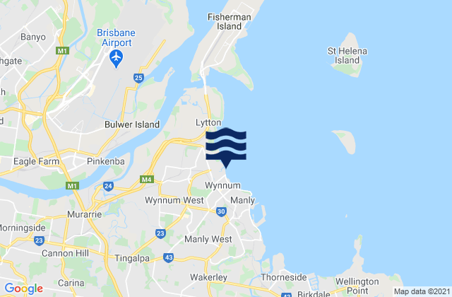 Mappa delle Getijden in Wynnum, Australia