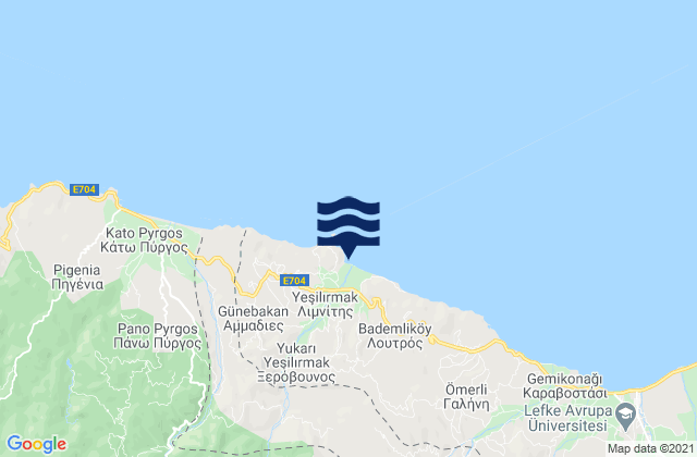 Mappa delle Getijden in Xeróvounos, Cyprus