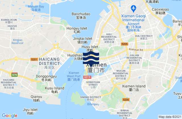 Mappa delle Getijden in Xiamen, China