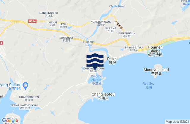 Mappa delle Getijden in Xiaomo, China