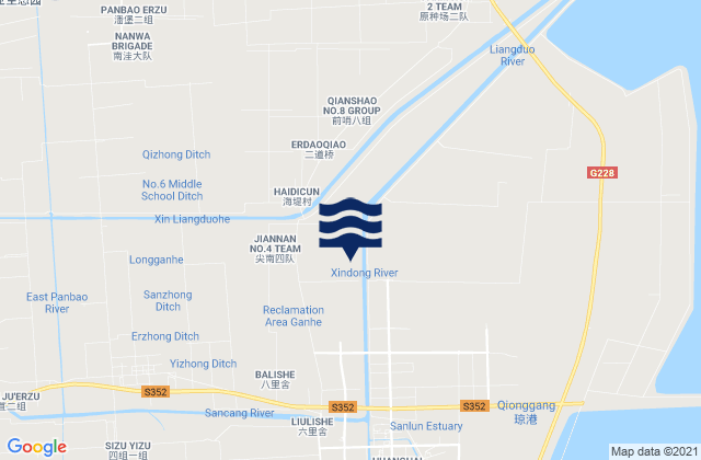 Mappa delle Getijden in Xincao, China