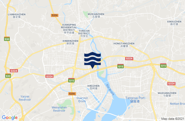 Mappa delle Getijden in Xinmin, China