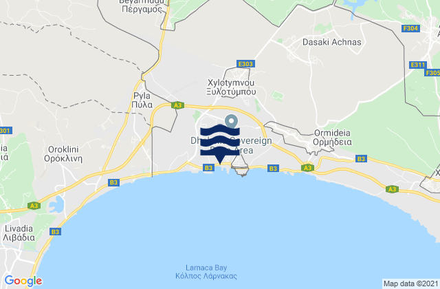 Mappa delle Getijden in Xylotýmvou, Cyprus