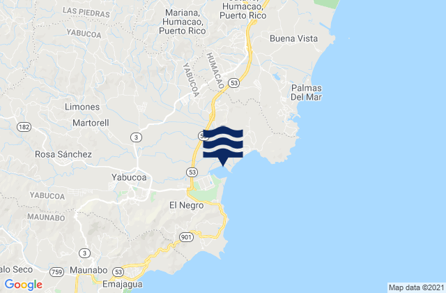 Mappa delle Getijden in Yabucoa Harbor, Puerto Rico