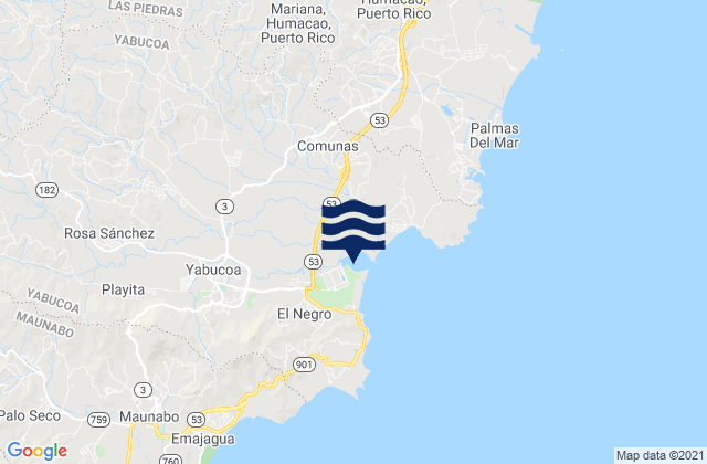 Mappa delle Getijden in Yabucoa, Puerto Rico