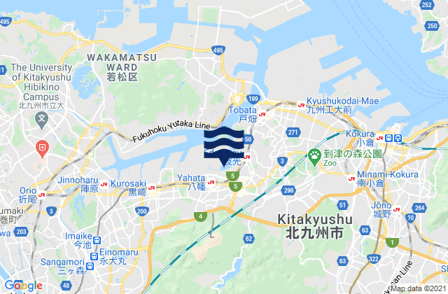 Mappa delle Getijden in Yahatahigashi-ku, Japan
