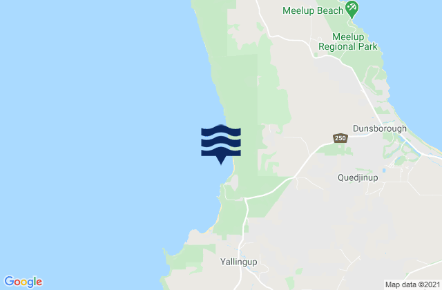 Mappa delle Getijden in Yallingup, Australia