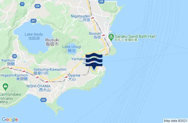 Mappa delle Getijden in Yamagawa Ko Kagoshima Kaiwan, Japan