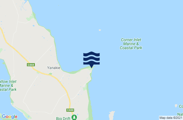 Mappa delle Getijden in Yanakie Beach, Australia