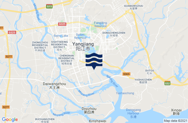 Mappa delle Getijden in Yangjiang, China