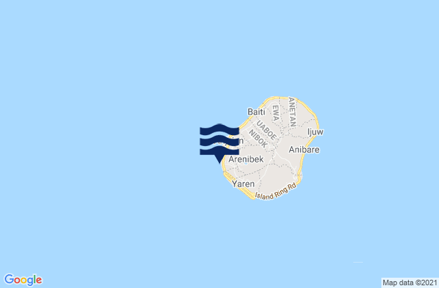 Mappa delle Getijden in Yangor, Nauru