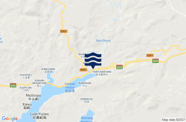 Mappa delle Getijden in Yantian, China