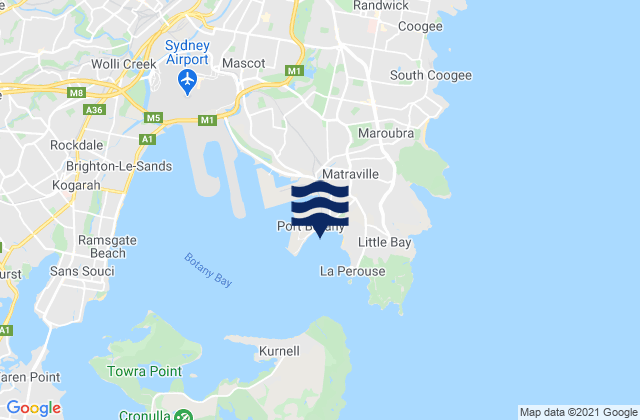 Mappa delle Getijden in Yarra Bay, Australia