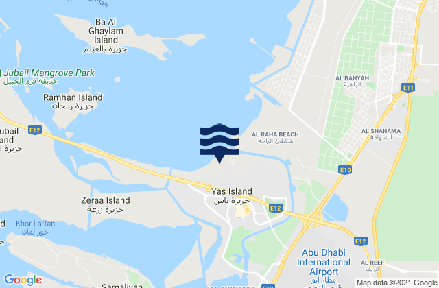 Mappa delle Getijden in Yas Island, United Arab Emirates