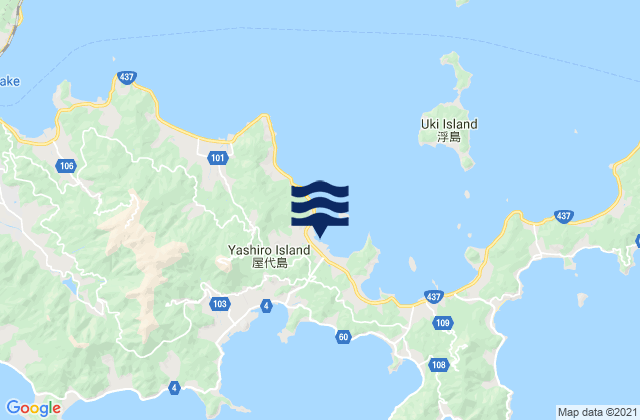 Mappa delle Getijden in Yashiro Jima, Japan