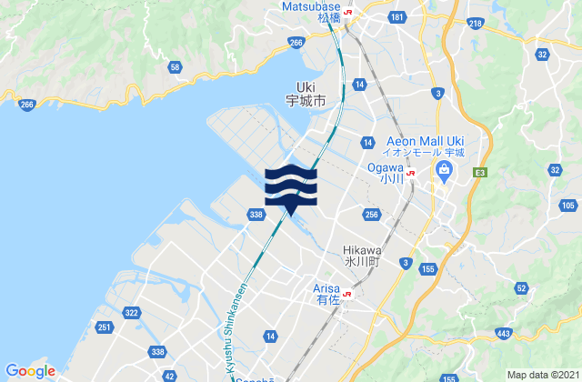 Mappa delle Getijden in Yatsushiro-gun, Japan