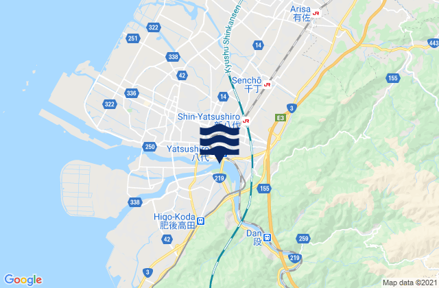 Mappa delle Getijden in Yatsushiro Shi, Japan