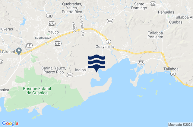 Mappa delle Getijden in Yauco Municipio, Puerto Rico