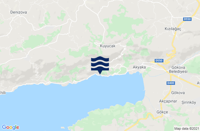 Mappa delle Getijden in Yerkesik, Turkey