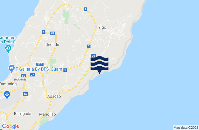 Mappa delle Getijden in Yigo Municipality, Guam