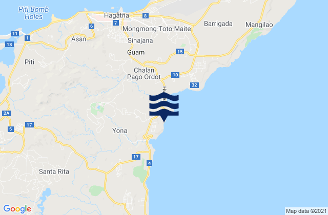 Mappa delle Getijden in Yona Municipality, Guam