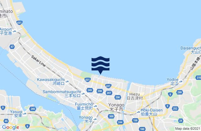 Mappa delle Getijden in Yonago, Japan