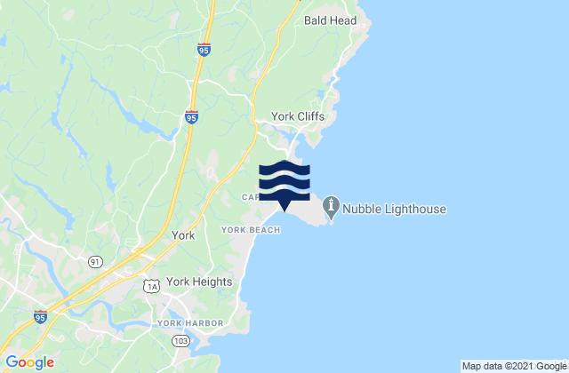 Mappa delle Getijden in York Beach, United States