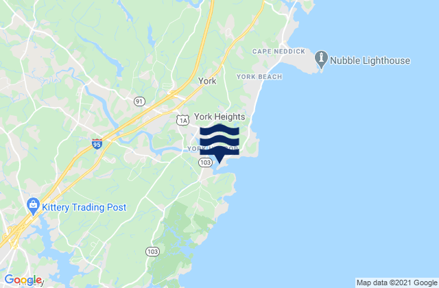 Mappa delle Getijden in York Harbor, United States