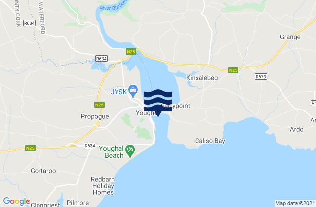 Mappa delle Getijden in Youghal Harbour, Ireland